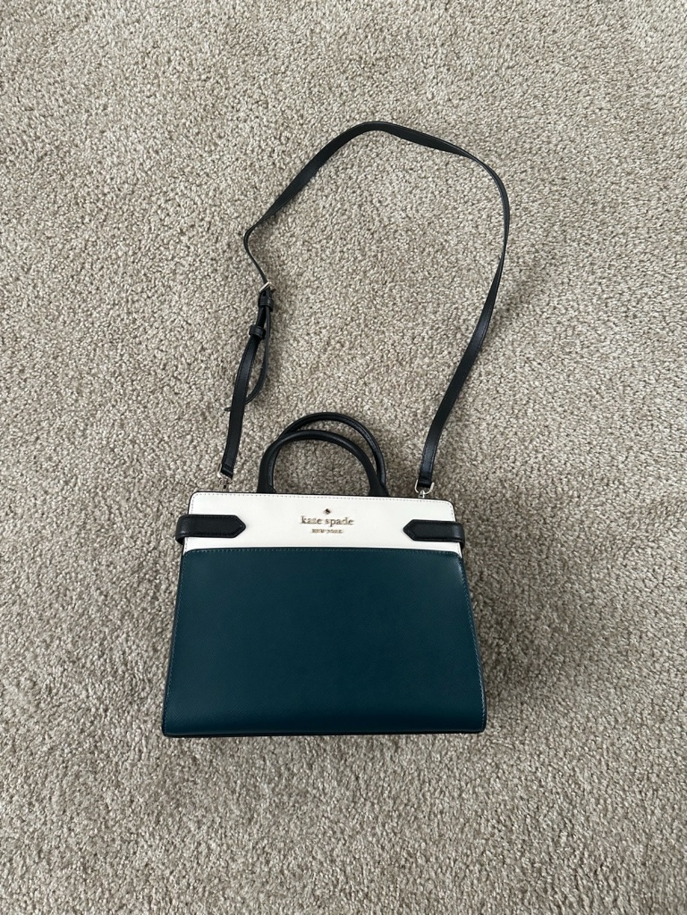 kate spade New York Teal and White Leather Crossbody Satchel